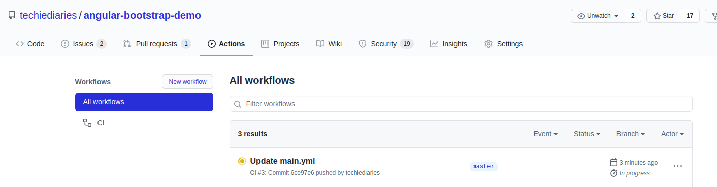 GitHub Workflow Progress